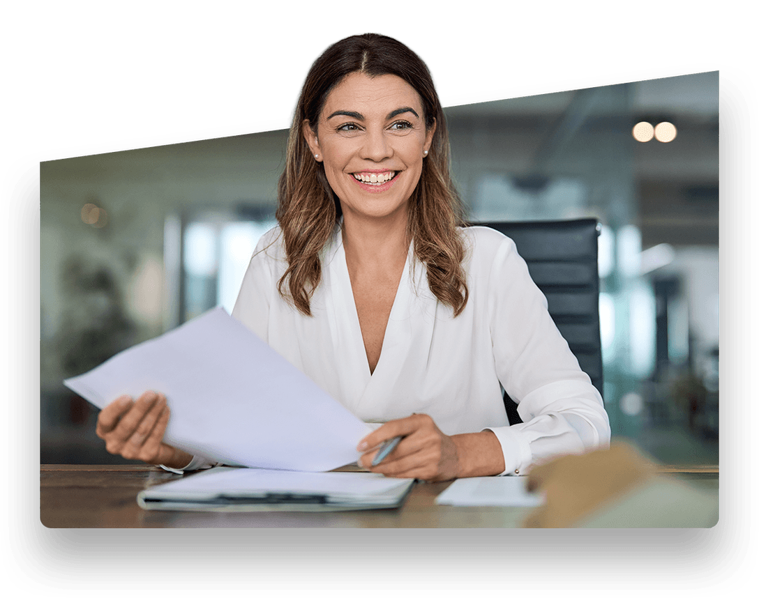 Woman with paperwork